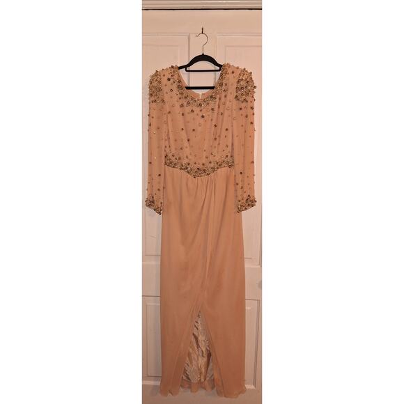 Vintage Victoria Royal Size 12 Beads and Pearl Evening Gown Formal Elegant - Picture 1 of 16